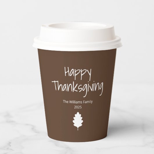 Einfaches Leaf Moderner Erntedank Pappbecher (Rückseite)