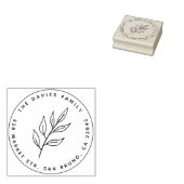 Einfaches Leaf | Round Name & Rücksendeadresse Gummistempel (Stempel)