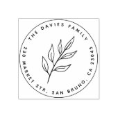 Einfaches Leaf | Round Name & Rücksendeadresse Gummistempel (Prägung)