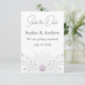 Einfaches Leaf und rosa Lotus mit Mandala Wedding Save The Date (Stehend Vorderseite)