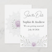 Einfaches Leaf und rosa Lotus mit Mandala Wedding Save The Date (Vorne/Hinten)