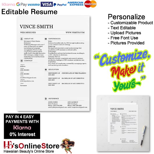 Einfaches Lebenslaufvorlagen-Design Einfache Anpas