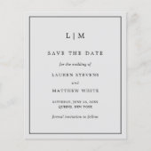 Einfaches, leicht graues Budget Hochzeit speichern (Vorderseite)