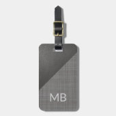 Einfaches, leicht mitteldunkles, graues Leder-Look Gepäckanhänger (Vorderseite vertikal)