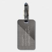 Einfaches, leicht mitteldunkles, graues Leder-Look Gepäckanhänger (Rückseite vertikal)