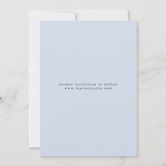 Einfaches Light Blue Modernes Script Foto Hochzeit Save The Date (Rückseite)