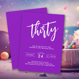 Einfaches, Lila 30. Geburtstag Party Einladung