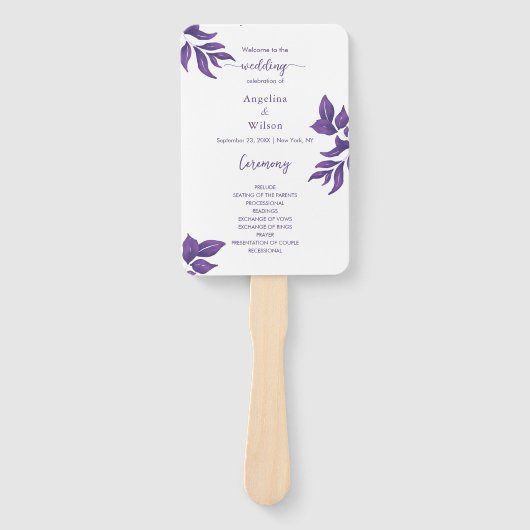 Einfaches Lila Eukalyptus-Hochzeitsprogramm Fächer (Vorderseite)