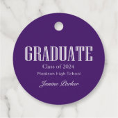 Einfaches Lila Foto Abschluss Geschenkanhänger (Rückseite)