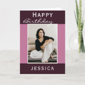 Einfaches Lila Happy Birthday Foto Karte (Vorderseite)