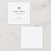 Einfaches Lila Herz mit elegantem, schwarzem Scrip Quadratische Visitenkarte (Vorne/Hinten)