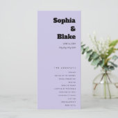 Einfaches Lila Hochzeitsprogramm für Minimalistisc (Stehend Vorderseite)