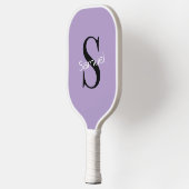 Einfaches lila Monogramm Anfangsbuchstabe & Name  Pickleball Schläger (Links)