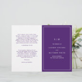 Einfaches Lila Monogramm-Hochzeitsprogramm (Stehend Vorderseite)