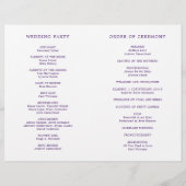 Einfaches Lila Monogramm-Hochzeitsprogramm (Rückseite)