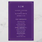 Einfaches Lila Monogramm-Hochzeitsprogramm (Vorderseite)