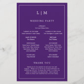 Einfaches Lila Monogramm-Hochzeitsprogramm Flyer (Hinten)