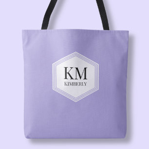 Einfaches lila Monogramm modernes personalisiertes Tasche