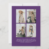 Einfaches Lila Skript 5 Foto Collage Abschluss Ankündigung (Rückseite)