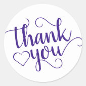 Einfaches Lila Skript | Traubenleidenschaft Danke Runder Aufkleber (Vorderseite)
