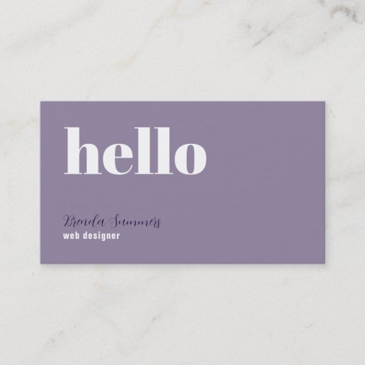 Einfaches lila und weißes Ambiente Visitenkarte (Vorderseite)
