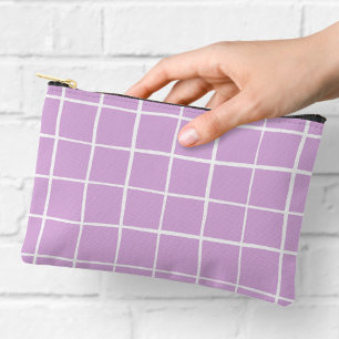 Einfaches lila und weißes Gittermuster Zubehörtasche