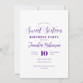 Einfaches Lila weißes Foto Sweet 16 16 Einladung (Vorderseite)