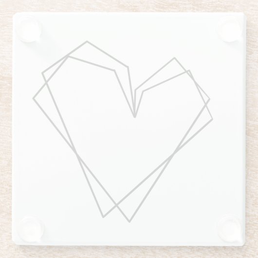 Einfaches Line Heart Double Schwarz-weiß Glasuntersetzer (Rückseite)