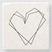 Einfaches Line Heart Double Schwarz-weiß Steinuntersetzer (Vorderseite)