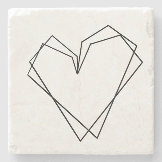 Einfaches Line Heart Double Schwarz-weiß Steinuntersetzer (Vorderseite)