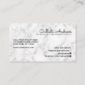 Einfaches Logo aus weißem schwarzem Marmor Visitenkarte (Rückseite)