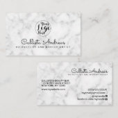 Einfaches Logo aus weißem schwarzem Marmor Visitenkarte (Vorne/Hinten)