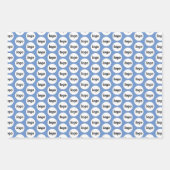 Einfaches Logo-Branding-Muster Blau Geschenkpapier Set (Vorderseite)