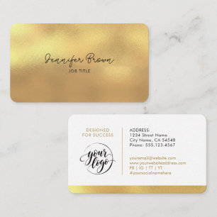 Einfaches Logo Chic Gold Metallisch Geschäftstitel Visitenkarte