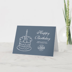 Einfaches Logo Dusty Blue Kuchengeschäft Geburtsta Karte