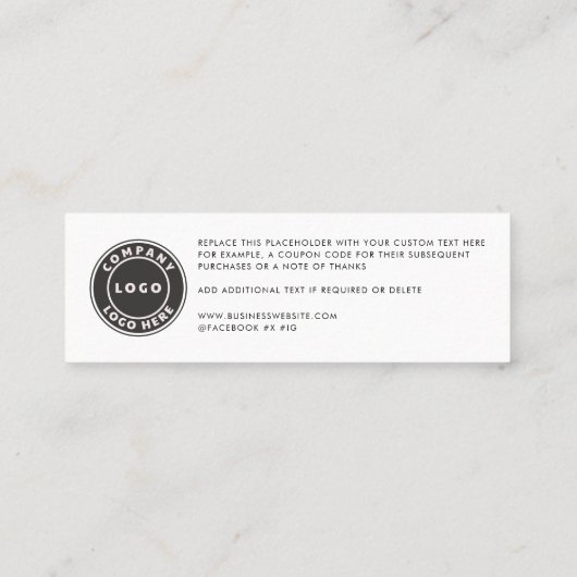 Einfaches Logo für den Kunden - Vielen Dank Mini Visitenkarte (Rückseite)
