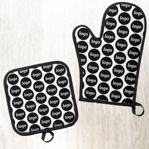 Einfaches Logo für Geschäftsförderungsmuster Ofenhandschuh & Topflappen-Set