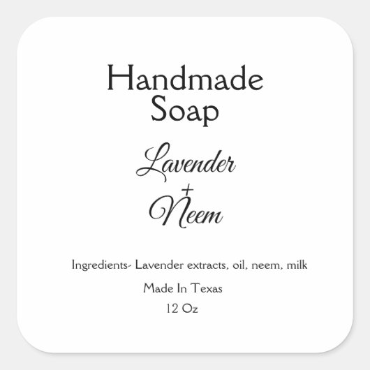 einfaches Logo für Lavendelseife für kleine Untern Quadratischer Aufkleber (Vorderseite)