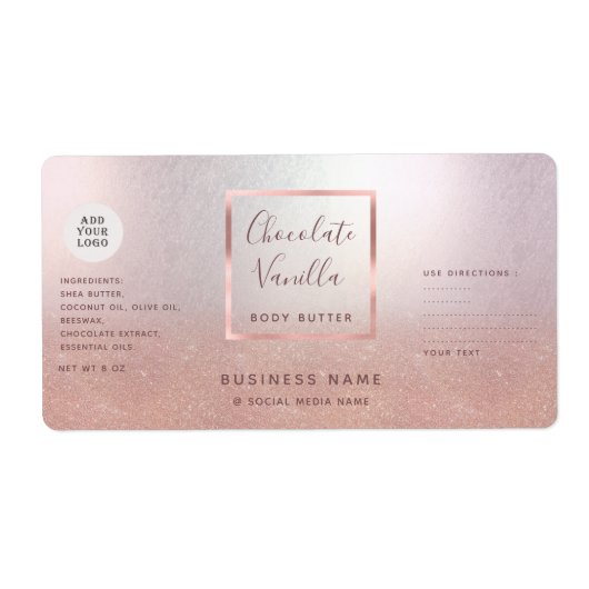 Einfaches Logo für Typografie-Rose-Goldkosmetik (Vorne)