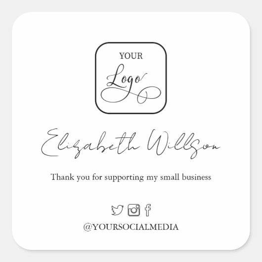Einfaches Logo für Werbeaktionen Quadratischer Aufkleber (Vorderseite)