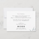 Einfaches Logo-Geschäft mit staubblauen Grünpflanz Dankeskarte (Rückseite)