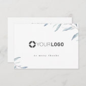 Einfaches Logo-Geschäft mit staubblauen Grünpflanz Dankeskarte (Vorne/Hinten)