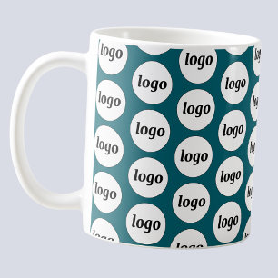 Einfaches Logo-Geschäftsbranding-Muster Tealgrün Kaffeetasse