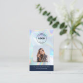 Einfaches Logo Holografischer QR-Code Mitarbeiterf Visitenkarte (Stehend Vorderseite)
