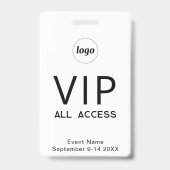 Einfaches Logo Minimalist VIP All Access Pass Even Ausweis (Rückseite)