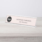 Einfaches Logo mit benutzerdefinierter Text-Busine Schreibtischnamensplakette (Vorderseite )
