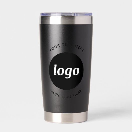 Einfaches Logo mit schwarzem Text Thermobecher (Vorderseite)