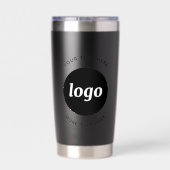 Einfaches Logo mit schwarzem Text Thermobecher (Rückseite)