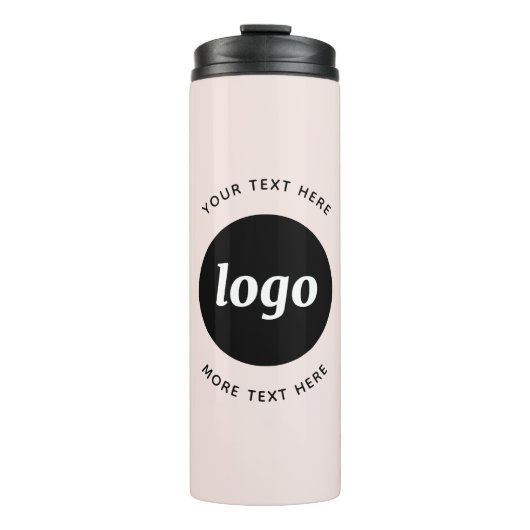 Einfaches Logo mit Text in Rosa Thermosbecher (Vorderseite)