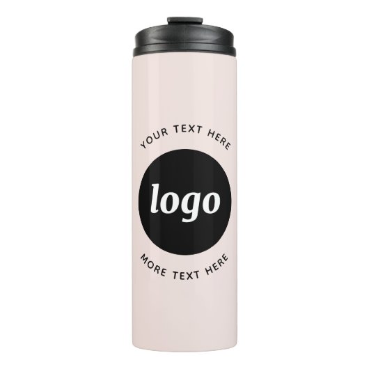 Einfaches Logo mit Text in Rosa Thermosbecher (Vorderseite)